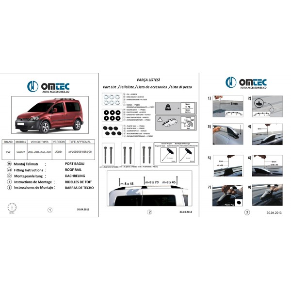Podélné nosiče stříbrné Volkswagen Caddy, krátká verze, r.v. 2020+