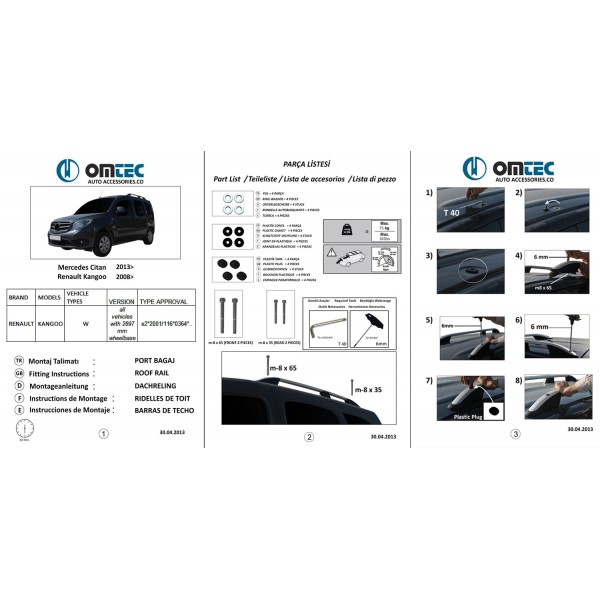 Podélné nosiče stříbrné Renault Kangoo Maxi, r.v. 2008-2020