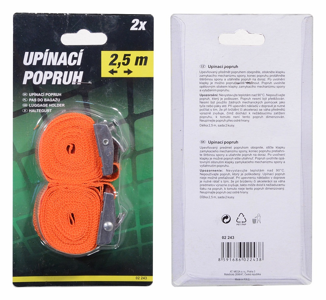Popruh s kovovou sponou Compass - 2x 2,5 m